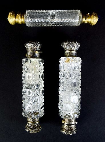 3 DOUBLE ENDED CUT GLASS SCENT &