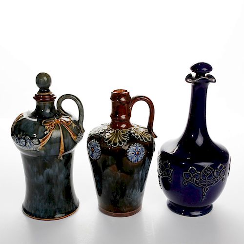 3 DOULTON LAMBETH GLAZED ART