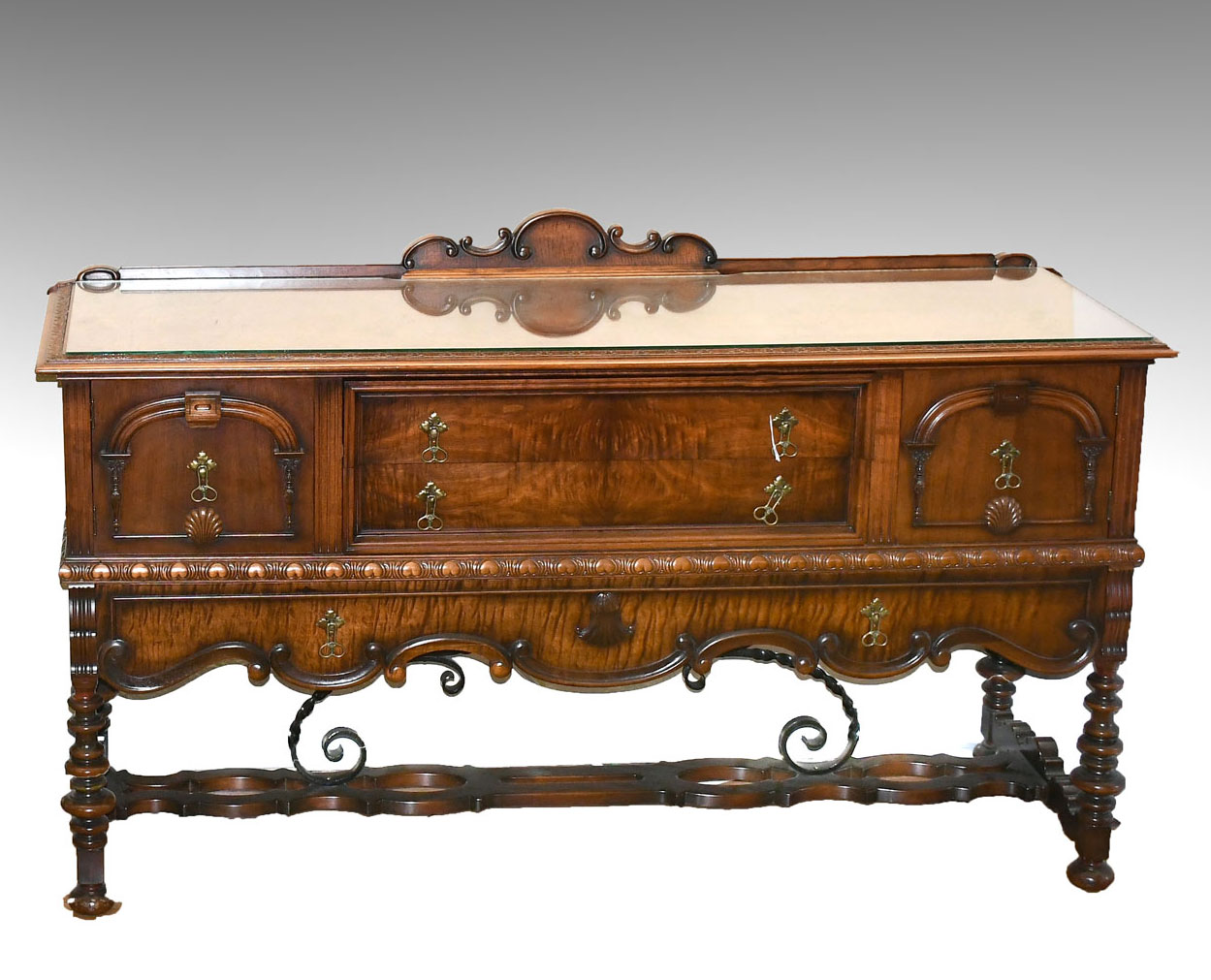 3 DRAWER, 2 DOOR GLASS TOP