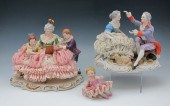 3 DRESDEN LACY FIGURINES: 1) L