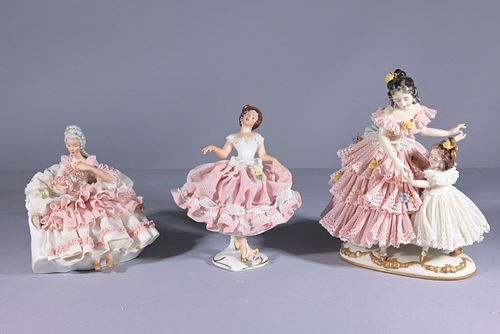 (3) DRESDEN PORCELAIN LACE