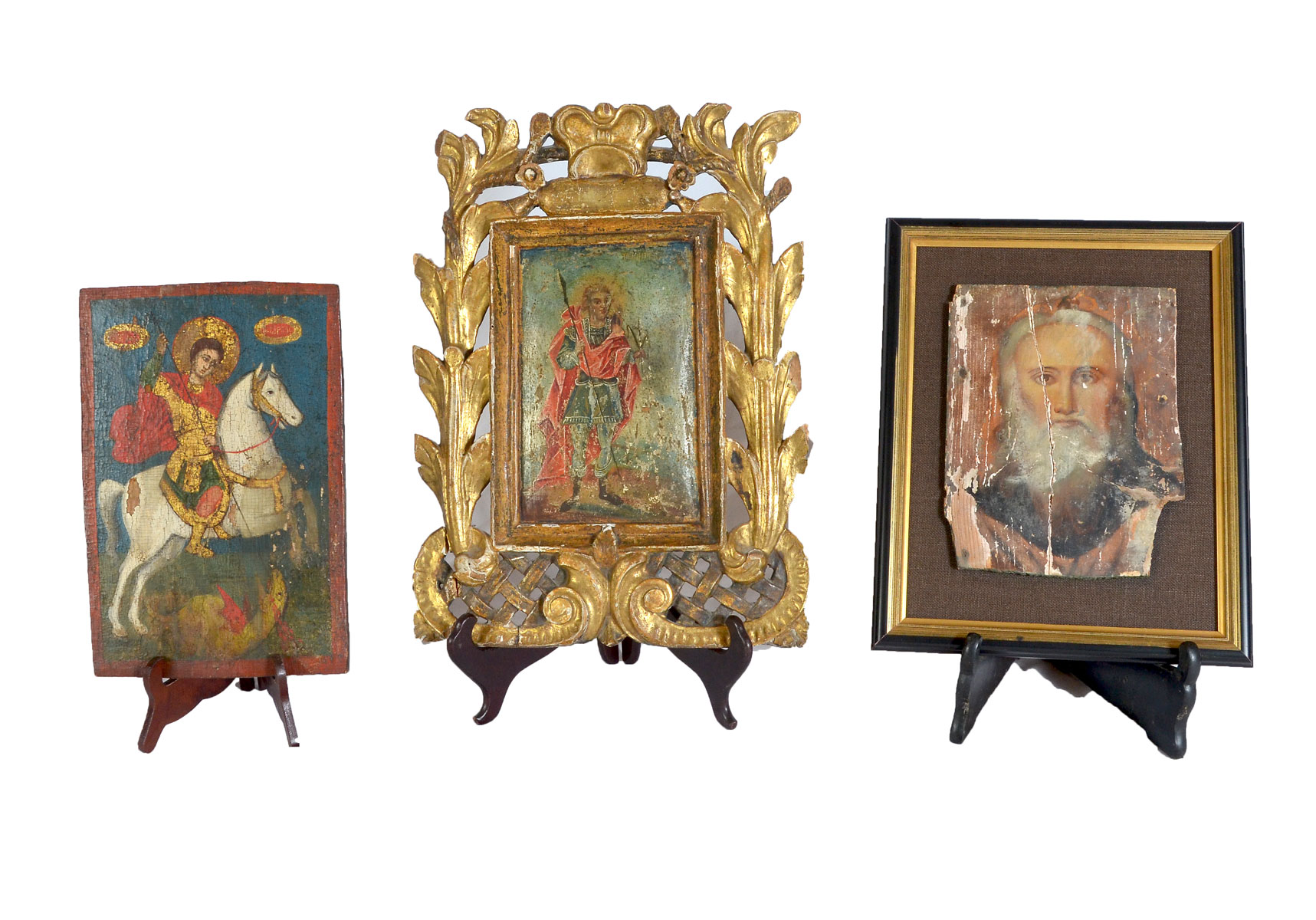 3 EARLY ICON PAINTINGS: 1) St.