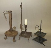 3 EARLY WROUGHT IRON LIGHTING