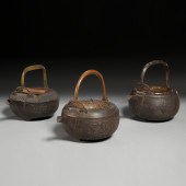 (3) EDO PERIOD CAST IRON SAKE