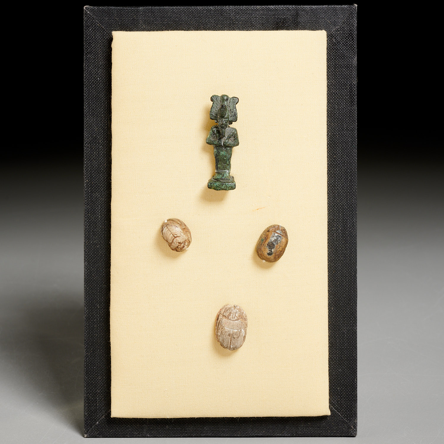(3) EGYPTIAN SCARABS AND BRONZE