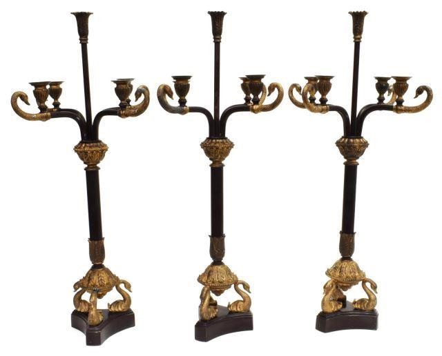 (3) EMPIRE STYLE GILT SWAN