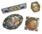 (3) Enamel dresser boxes & com