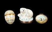 (3) Enamel trinket boxes, c/o