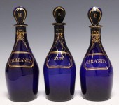3) ENGLISH BRISTOL BLUE GLASS