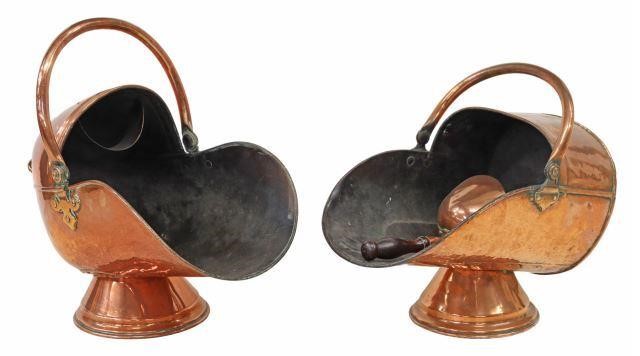 (3) ENGLISH COPPER COAL SCUTTLES
