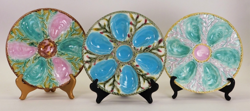 3 ENGLISH FIELDING MAJOLICA POTTERY