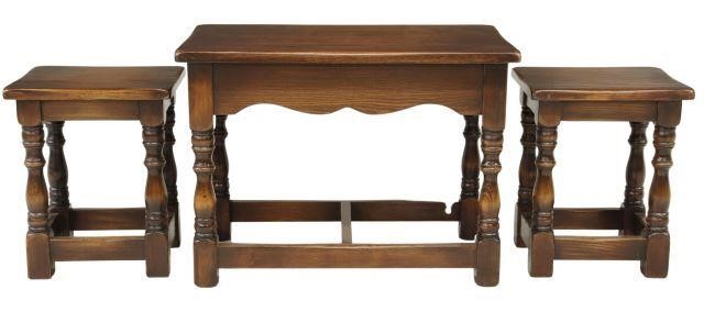 (3) ENGLISH OAK NEST OF THREE