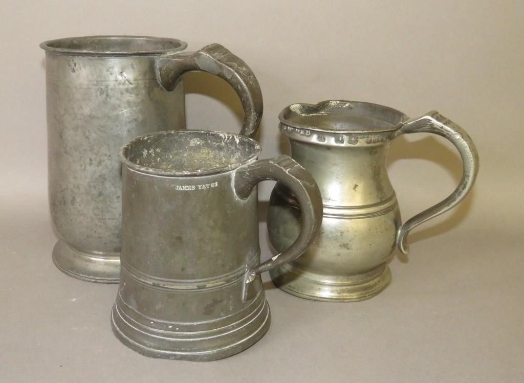 3 ENGLISH PEWTER MEASURESca.
