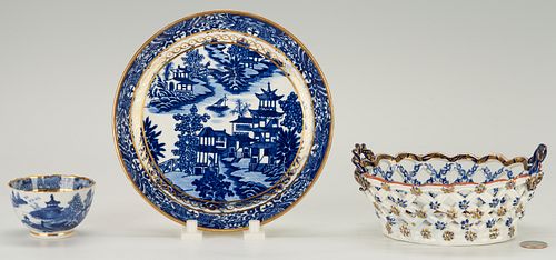 3 ENGLISH PORCELAIN ITEMS, INCL.