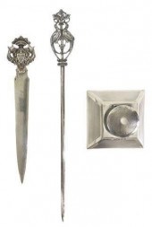 3) ENGLISH SILVER INKWELL, POR