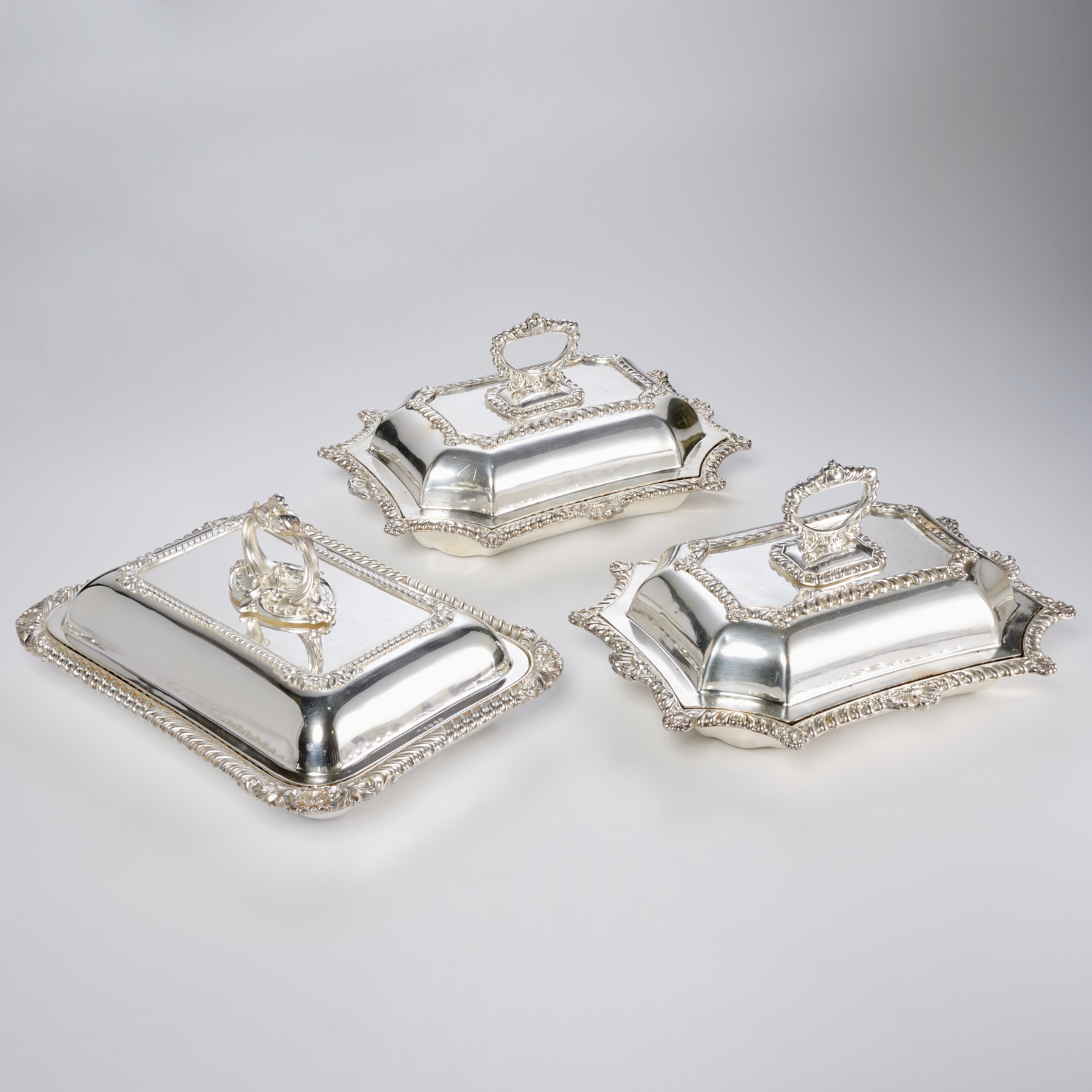 (3) ENGLISH SILVER PLATE COVERED