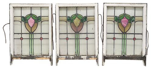 (3) ENGLISH STAINED &AMP; LEADED