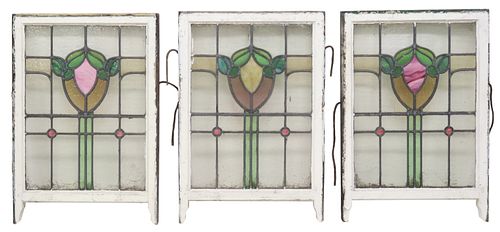 (3) ENGLISH STAINED &AMP; LEADED