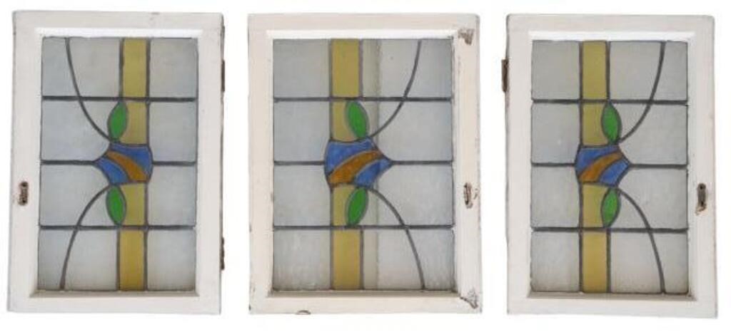 (3) ENGLISH STAINED & LEADED