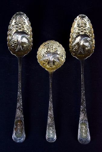 3 ENGLISH STERLING SILVER BERRY