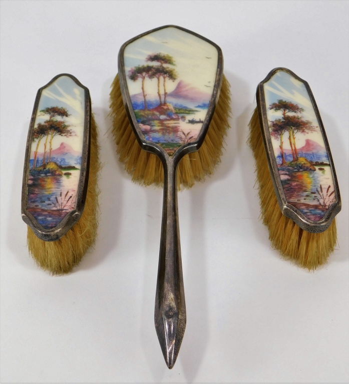3 ENGLISH STERLING SILVER BRUSH