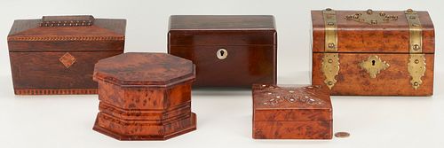 3 ENGLISH TEA CADDIES OR BOXES PLUS