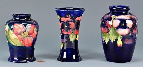 3 ENGLISH W. MOORCROFT POTTERY