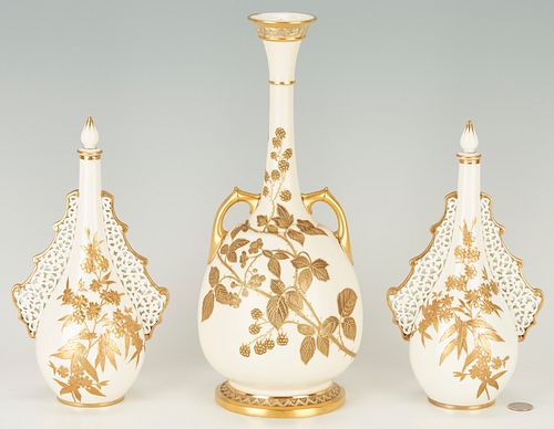 3 ENGLISH WORCESTER PARCEL GILT