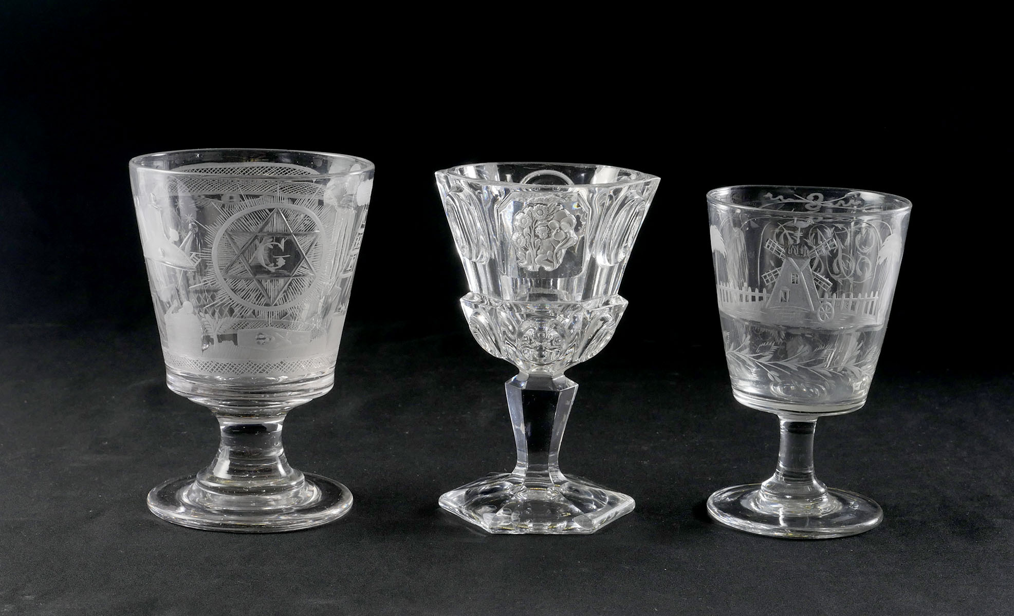 3 ENGRAVED 19TH CENTURY RUMMERS