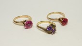 3 ESTATE 10K GOLD AMETHYST RUB