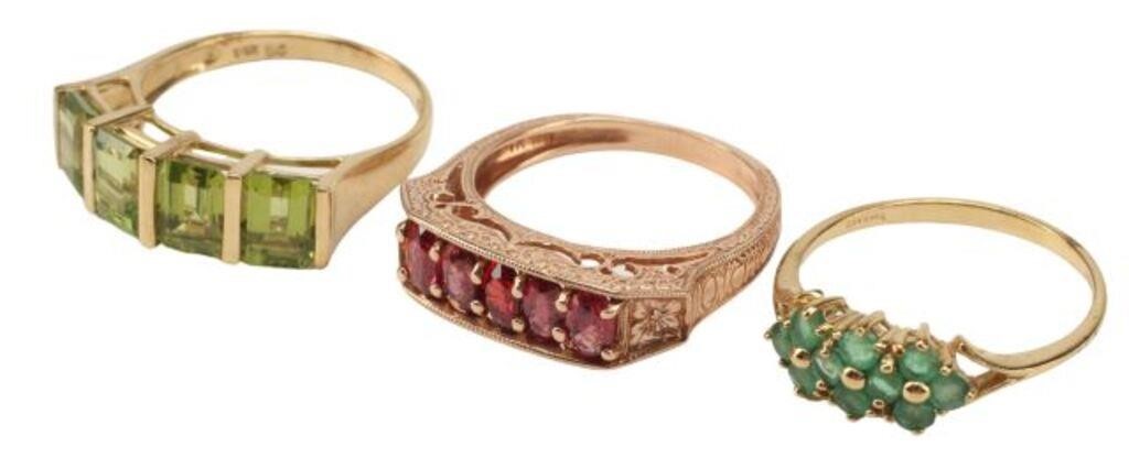 (3) ESTATE 14KT GOLD & GEMSTONE