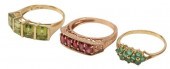 (3) ESTATE 14KT GOLD & GEMSTON