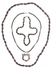 (3) ESTATE GARNET BEADED & TUA