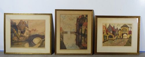 3 EUROPEAN STREET SCENES & CANAL