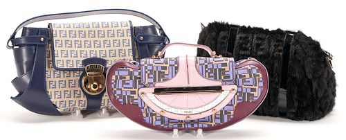 3 FENDI LEATHER HANDBAGSThree (3)