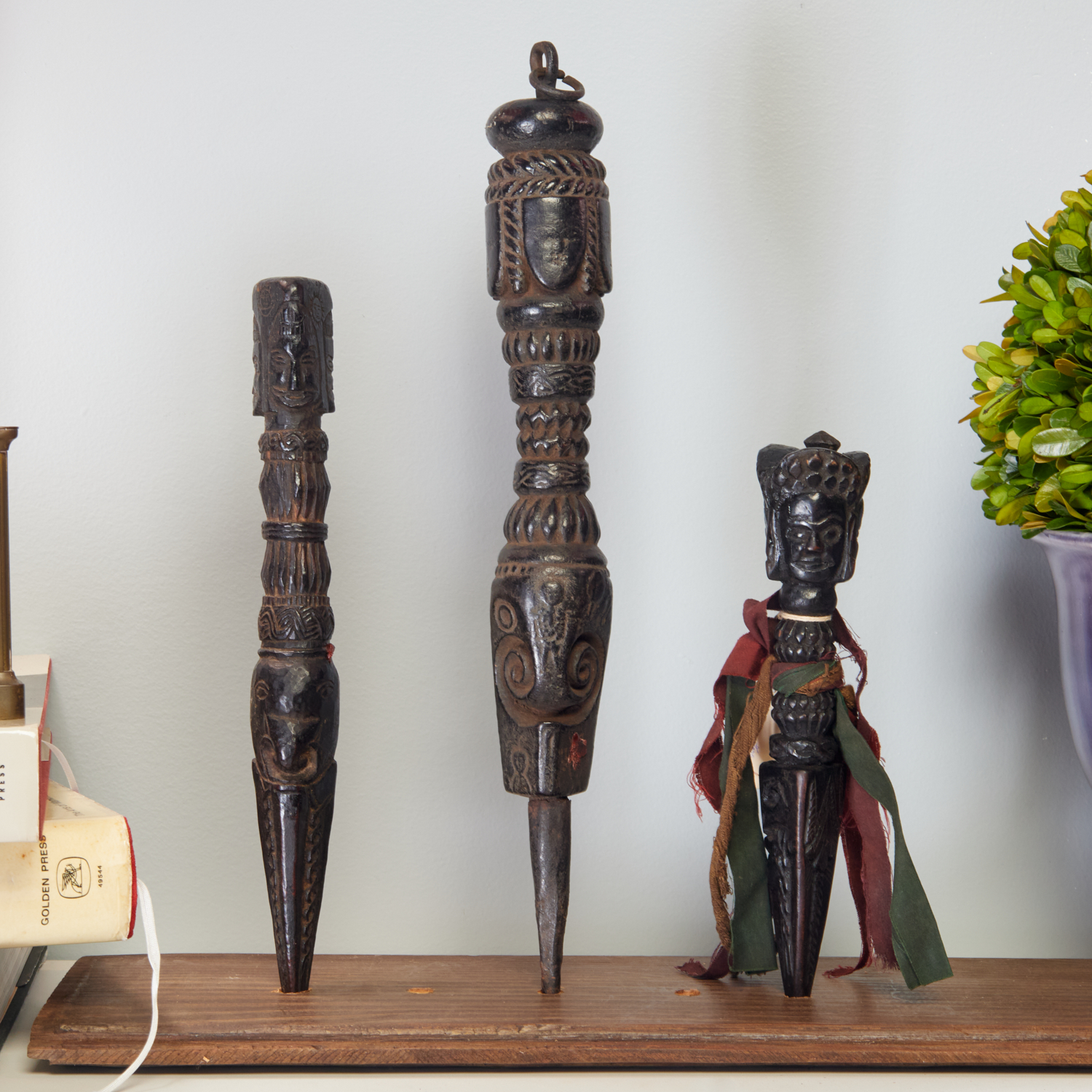 (3) FINE TIBETAN WOOD PHURBA/KILA