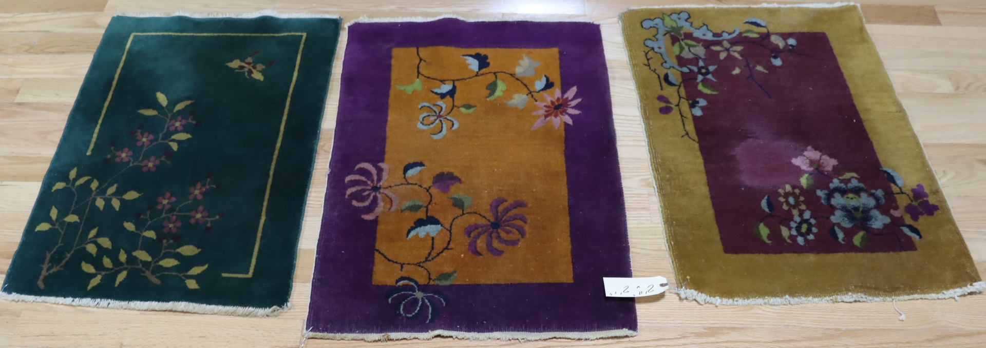 3 FINELY HAND WOVEN ART DECO