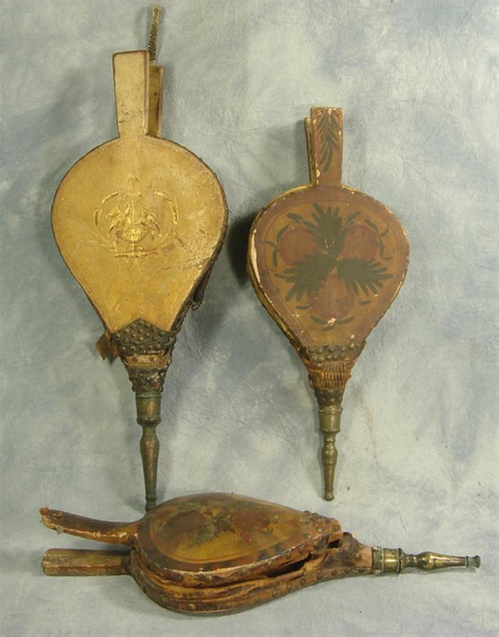 3 fireplace bellows, with damage