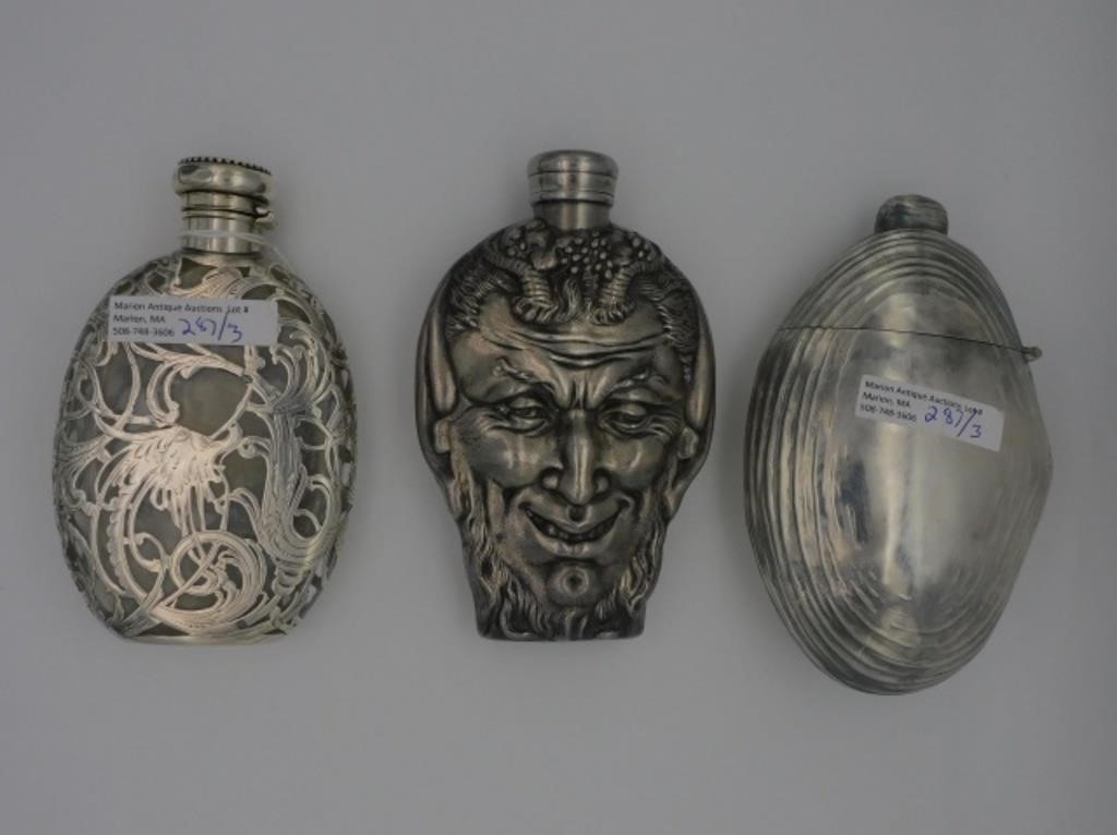 (3) FLASKS, EARLY 20TH C., TO