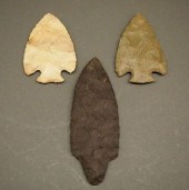3 FLINT SPEAR & ARROWHEADSThre