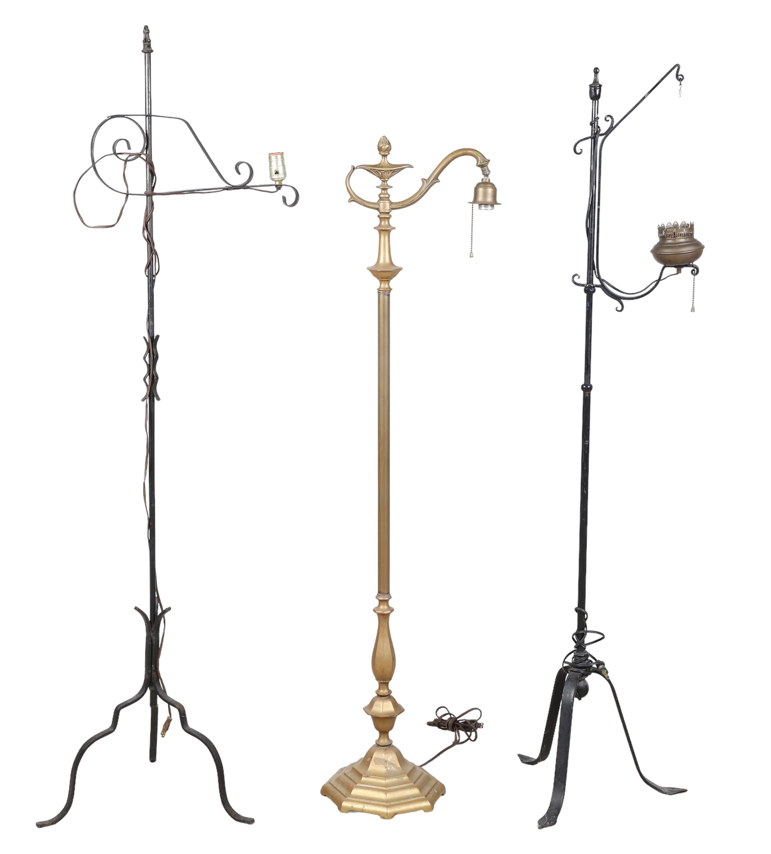 (3) Floor lamps, c/o (2) ebonized