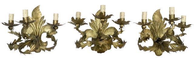 (3) FLORENTINE GILT IRON THREE