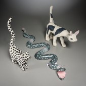 (3) FOLK ART ANIMALS, INCL. BR