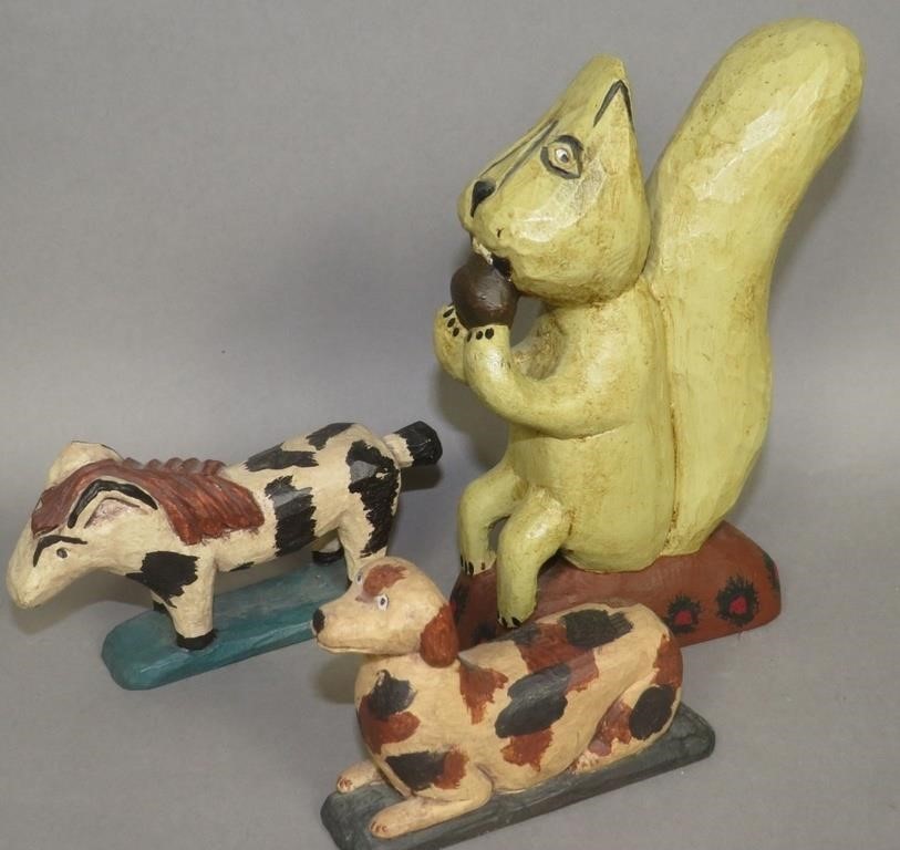 3 FOLK ART CARVINGS BY PHIL