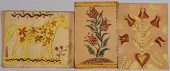 3 FRAKTUR WATERCOLORS, ATTRIB.