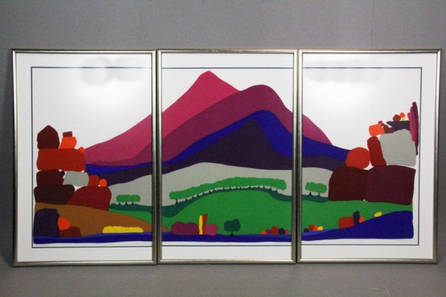(3) Framed Abstract Triptych of