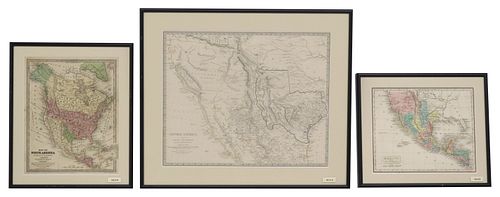(3) FRAMED ANTIQUE MAPS, TEXAS,