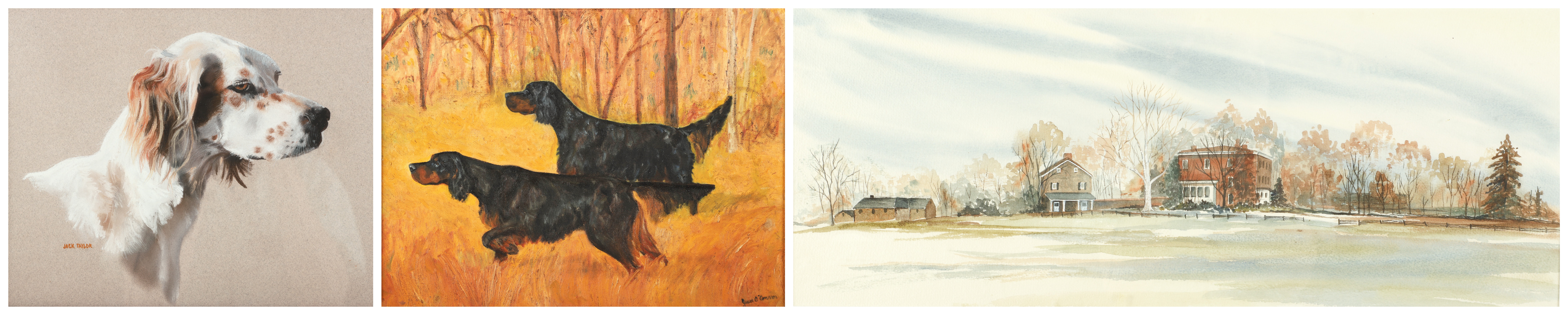 (3) Framed artworks, pastel