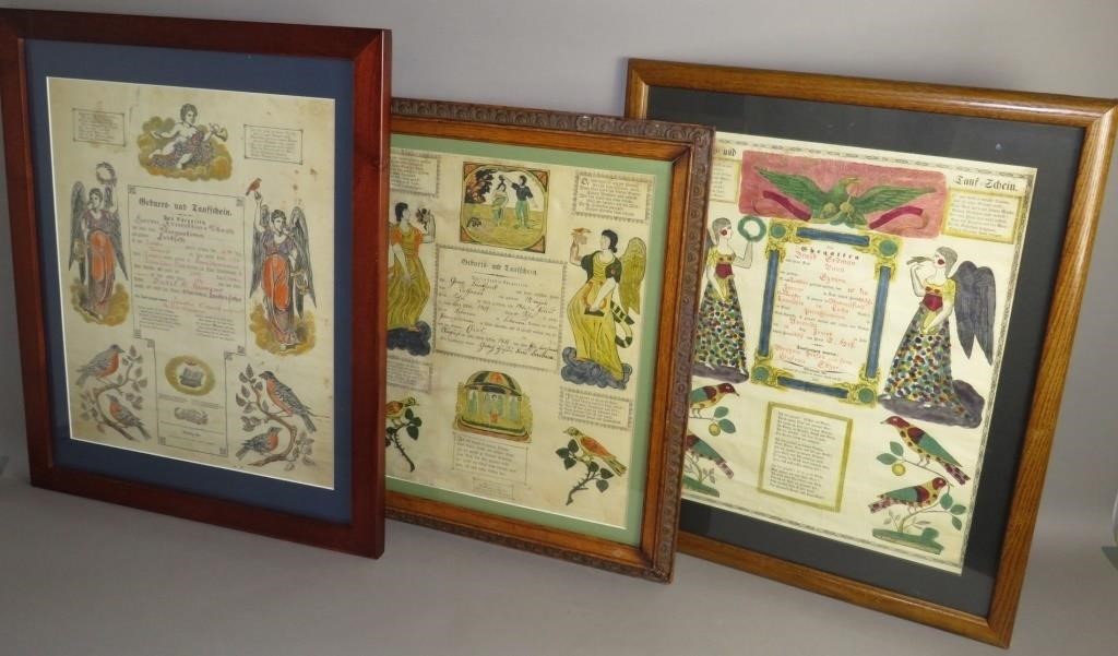 3 FRAMED COLORIZED PRINT "GEBURTS &