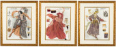 3 FRAMED COSTUME DESIGNS, MIXE